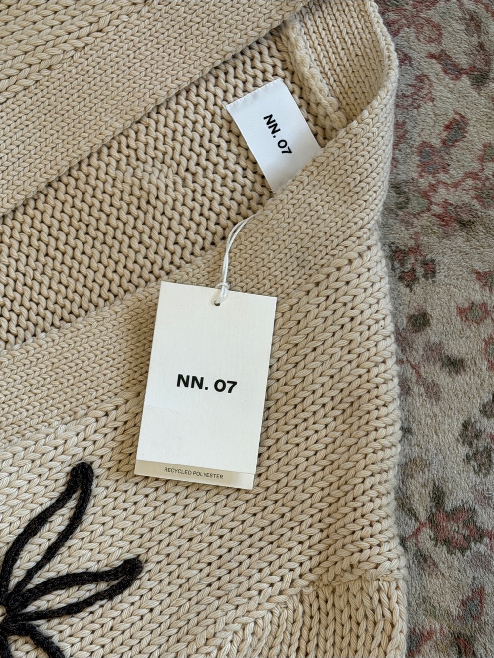 A.P.C. Cream Knit Cardigan with Black Floral Appliqué - Picture 8 of 16